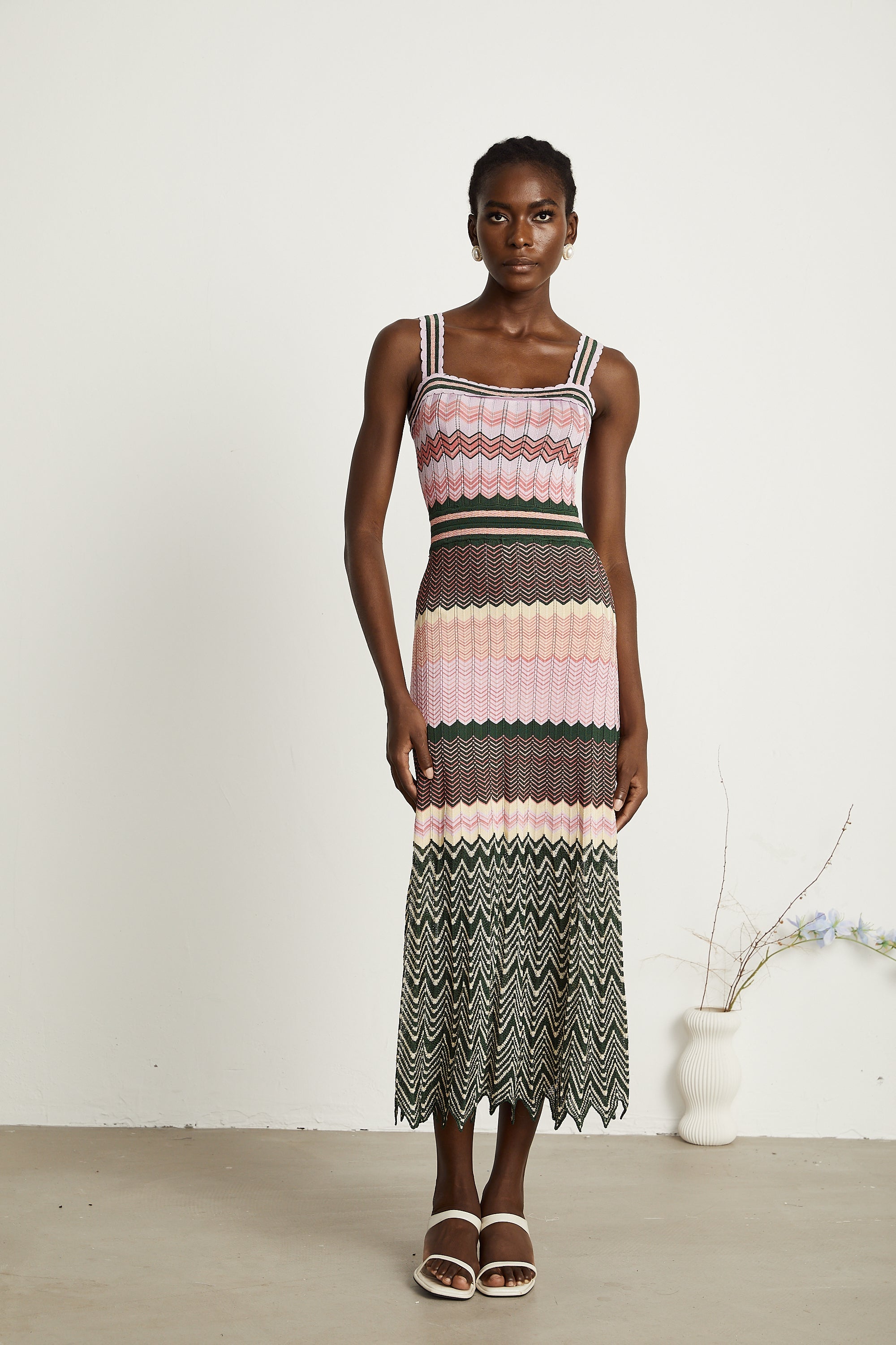 Dara Midi Dress | Contrast-Color, 100% Viscose, Sleeveless Summer Dress 3