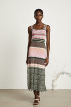 Dara Midi Dress | Contrast-Color, 100% Viscose, Sleeveless Summer Dress 5
