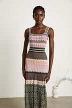 Dara Midi Dress | Contrast-Color, 100% Viscose, Sleeveless Summer Dress 6