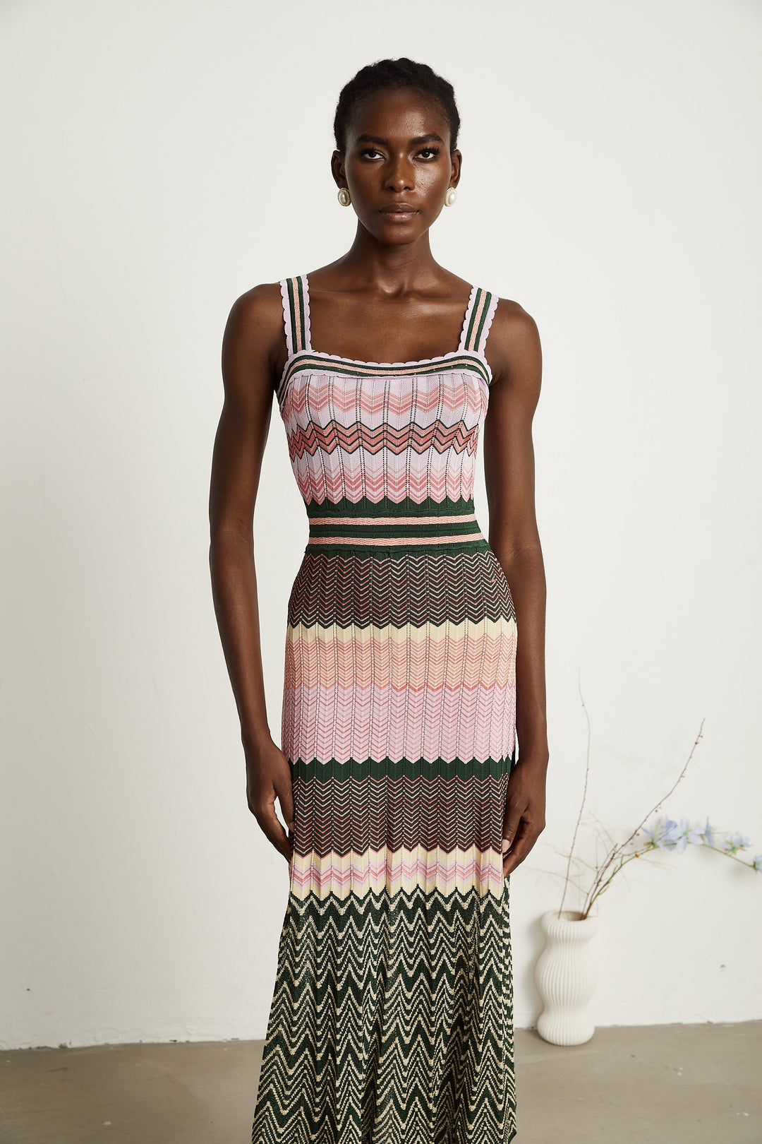 Dara Midi Dress | Contrast-Color, 100% Viscose, Sleeveless Summer Dress 7