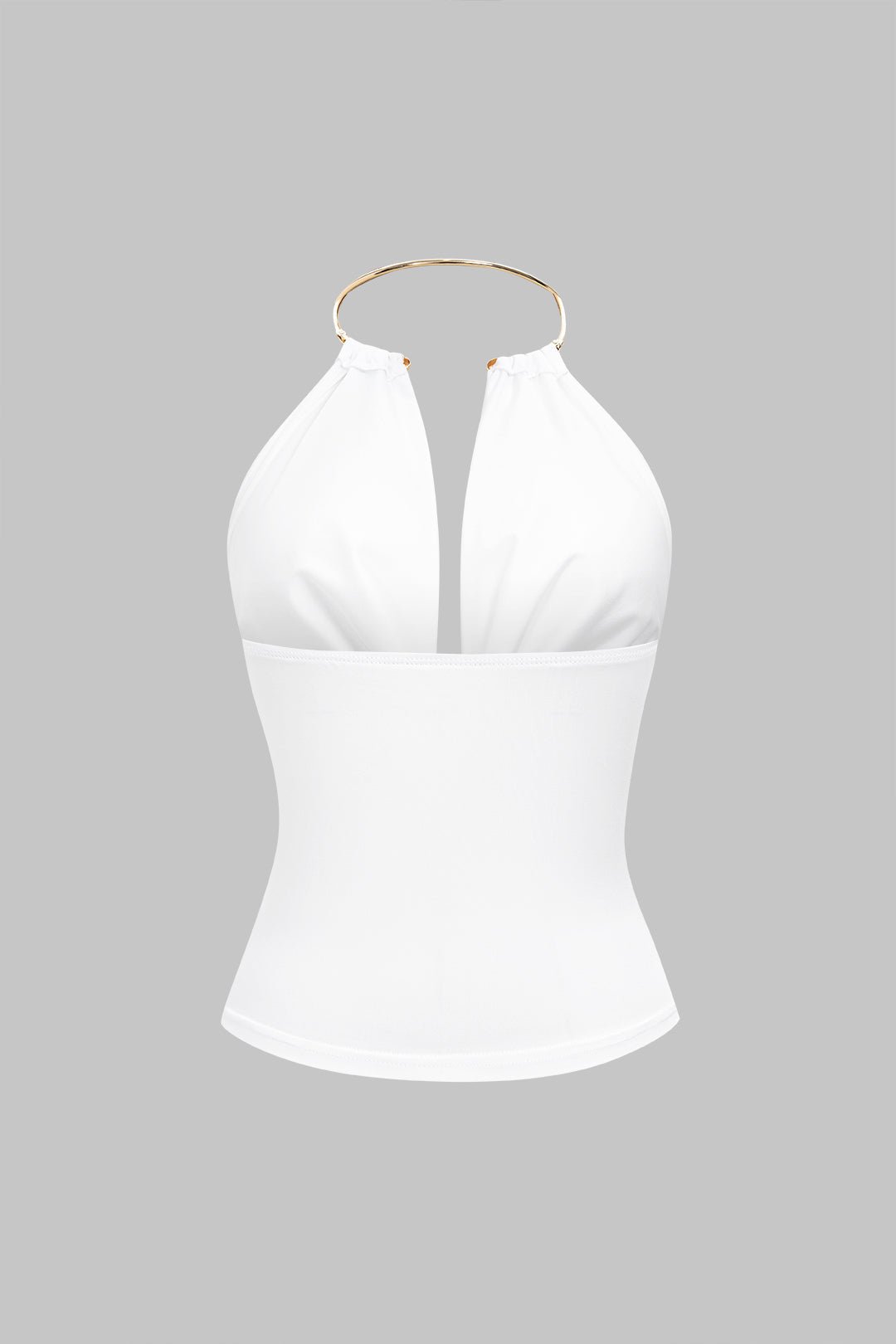 Dare Cowl Halter Neck Top | Metallic Backless Design, Relaxed Fit 2