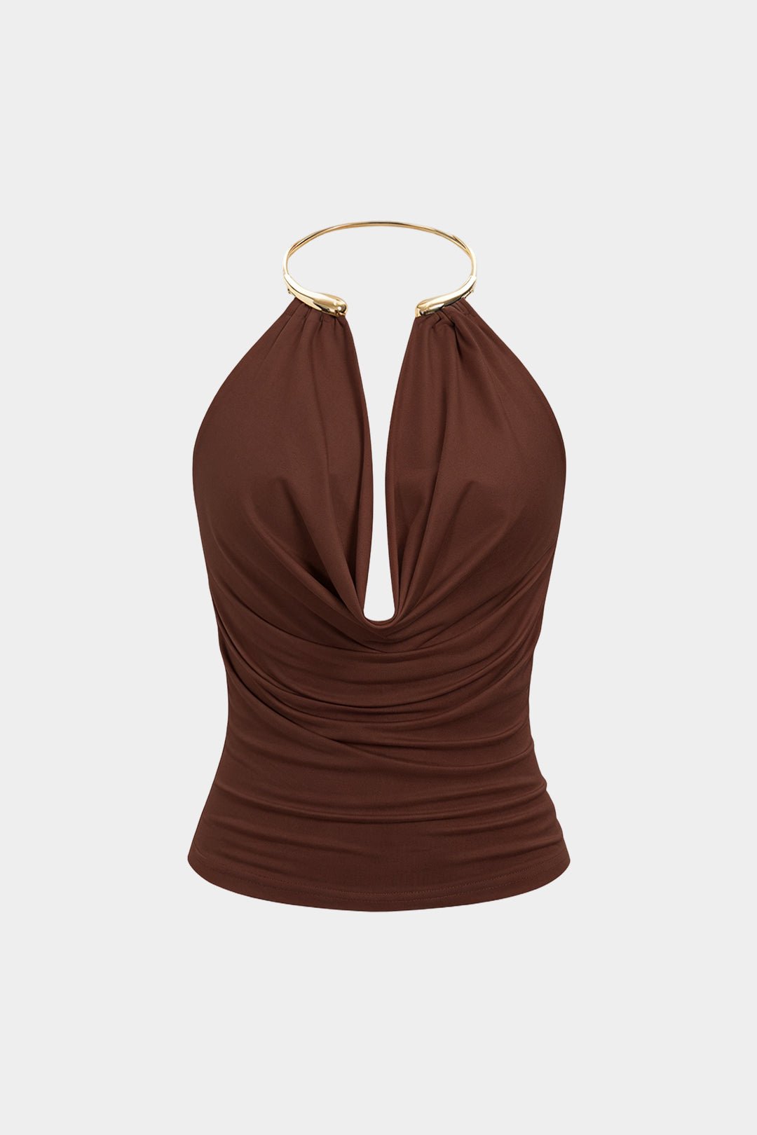 Dare Cowl Halter Neck Top | Metallic Backless Design, Relaxed Fit 5