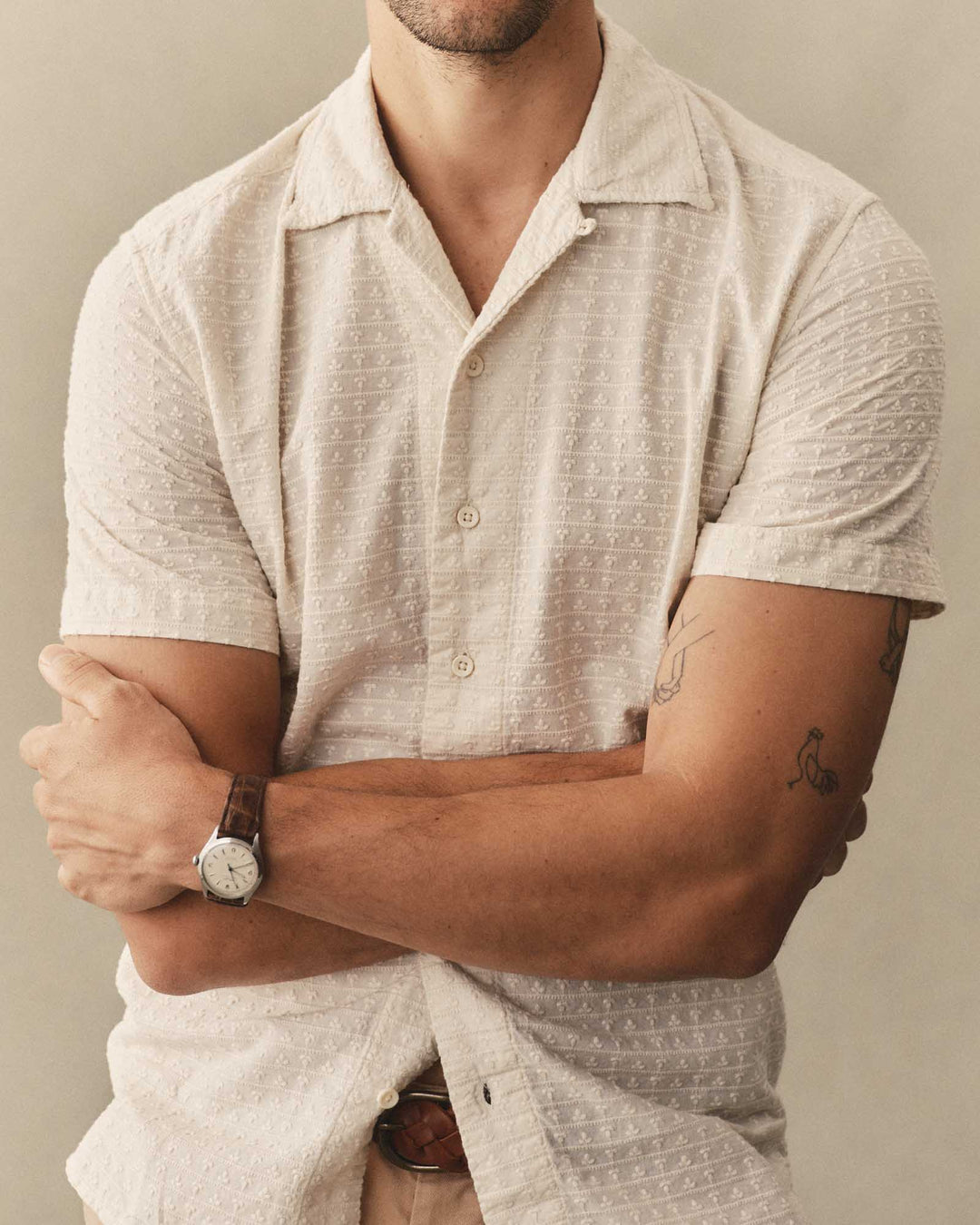 Daxon Shirt | Organic Cotton, Embroidered Stripe 1