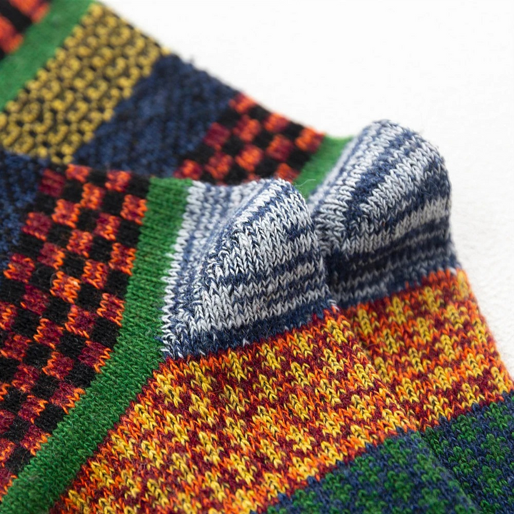 Colorful retro sheep wool socks featuring a thick design, perfect for keeping your feet warm during winter. - 4