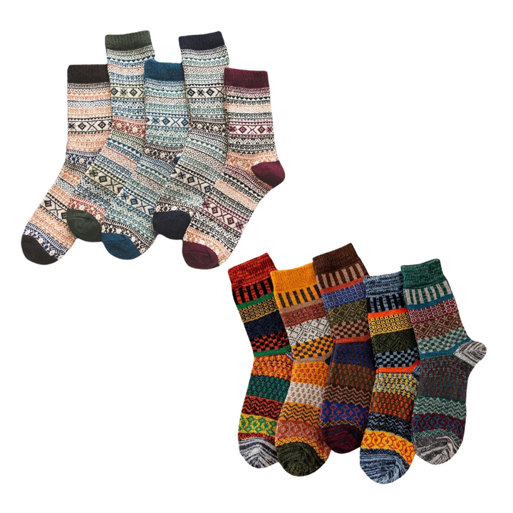 Colorful retro sheep wool socks featuring a thick design, perfect for keeping your feet warm during winter. - 5