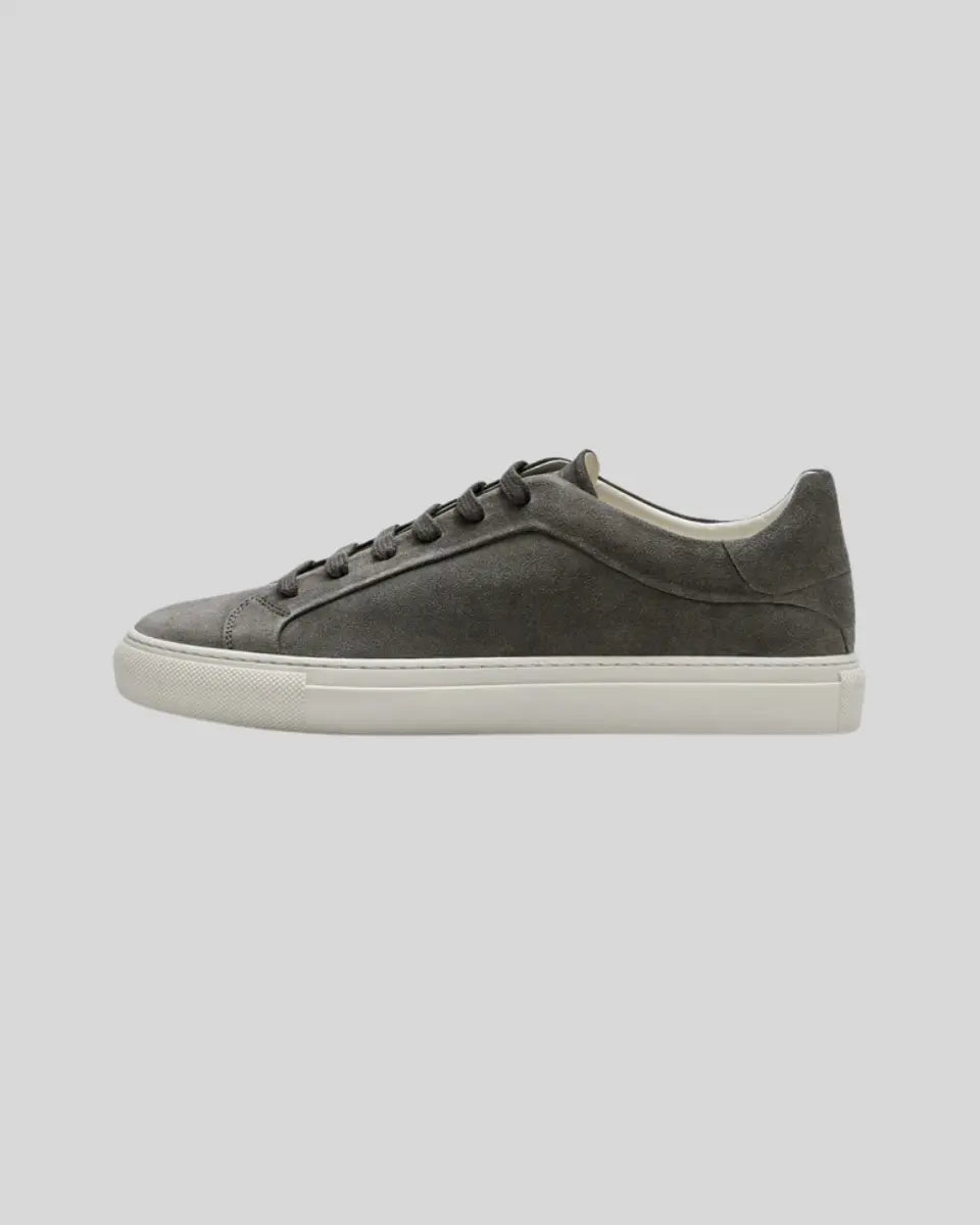Elegant Dark Gray Leather Oxford Sneakers for Men