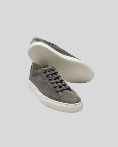 Elegant Dark Gray Leather Oxford Sneakers for Men