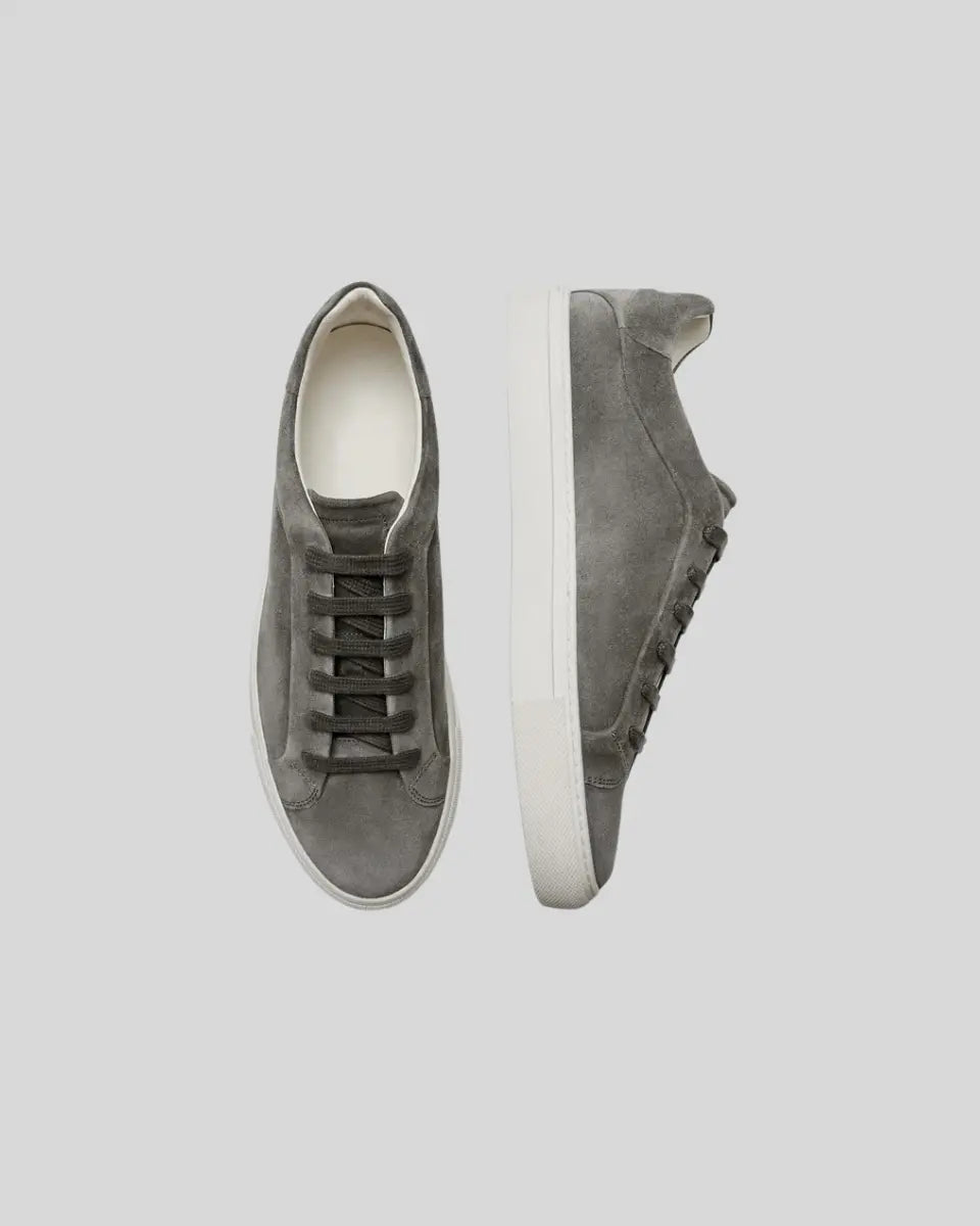 Elegant Dark Gray Leather Oxford Sneakers for Men