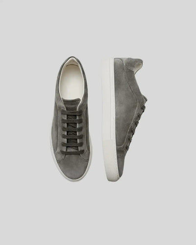 Elegant Dark Gray Leather Oxford Sneakers for Men