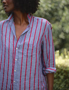 Eli Women's Top | Italian Linen, Relaxed Fit, Textured Stripe Design 2