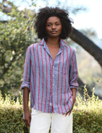 Eli Women's Top | Italian Linen, Relaxed Fit, Textured Stripe Design 3