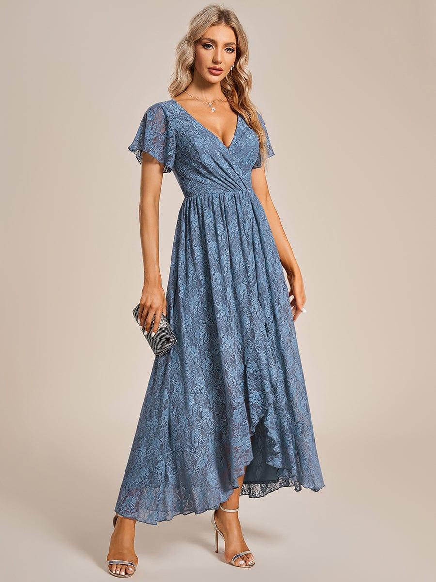 Elisea Evening Gown | Pleated Lace V-Neck Maxi, Formal Wedding Guest Dress 10