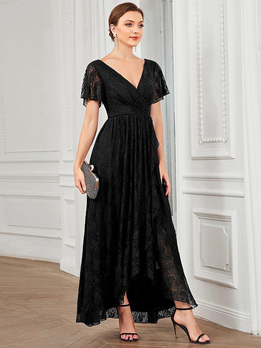 Elisea Evening Gown | Pleated Lace V-Neck Maxi, Formal Wedding Guest Dress 11