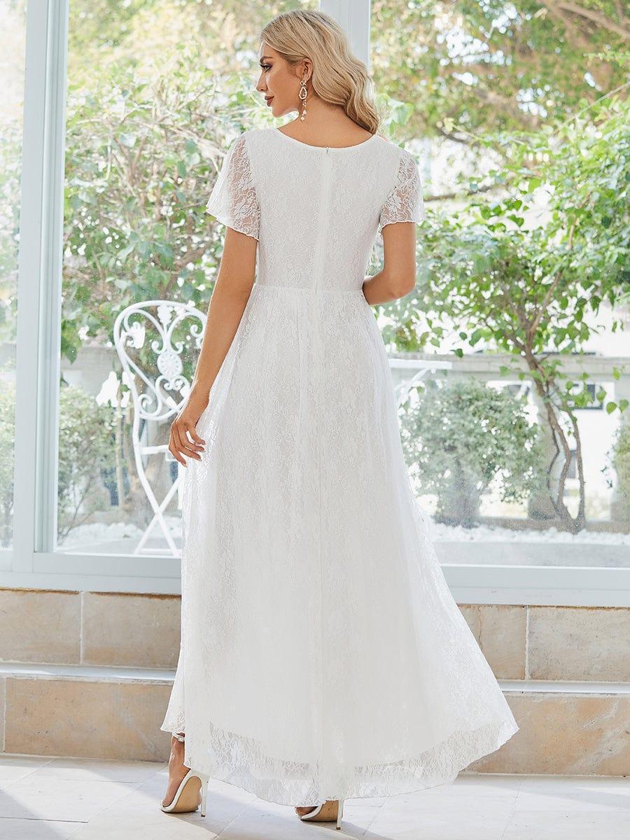 Elisea Evening Gown | Pleated Lace V-Neck Maxi, Formal Wedding Guest Dress 3