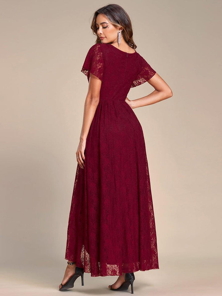 Elisea Evening Gown | Pleated Lace V-Neck Maxi, Formal Wedding Guest Dress 7