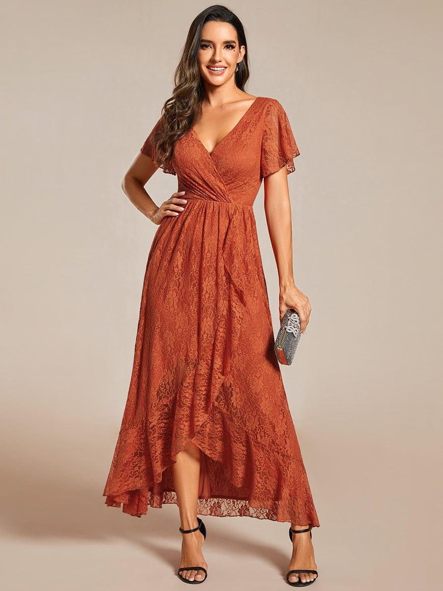 Elisea Evening Gown | Pleated Lace V-Neck Maxi, Formal Wedding Guest Dress 8
