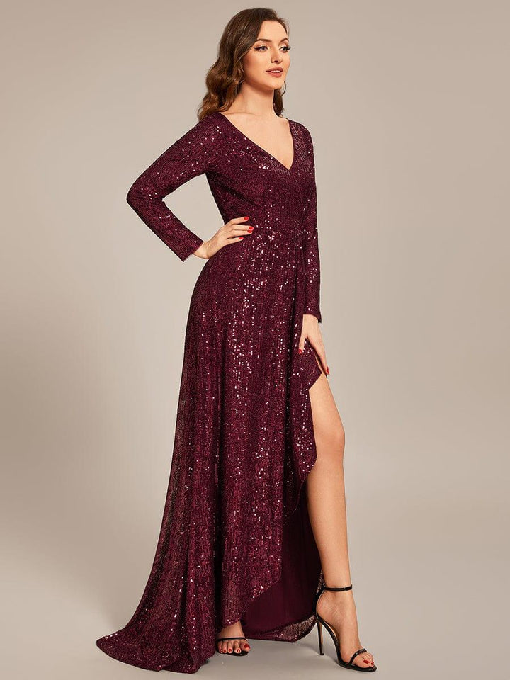 Elysia Evening Gown | Sequin, Long Sleeve, Asymmetrical Hem 5