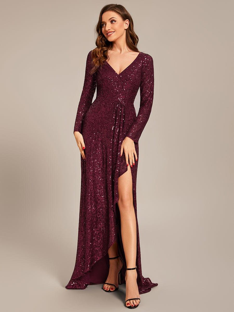 Elysia Evening Gown | Sequin, Long Sleeve, Asymmetrical Hem 7