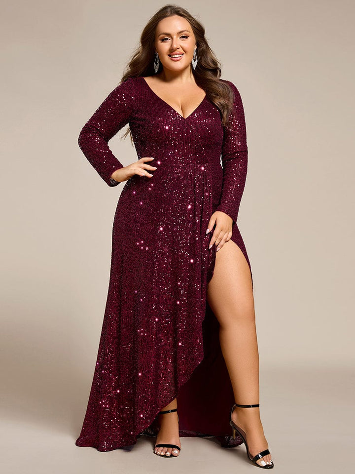 Elysia Evening Gown | Sequin, Long Sleeve, Asymmetrical Hem 8