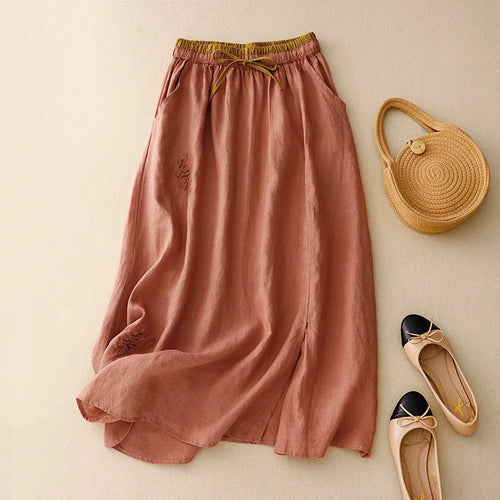 Elysia Linen Skirt | 100% Organic, A-Line Design, Knee-Length 0