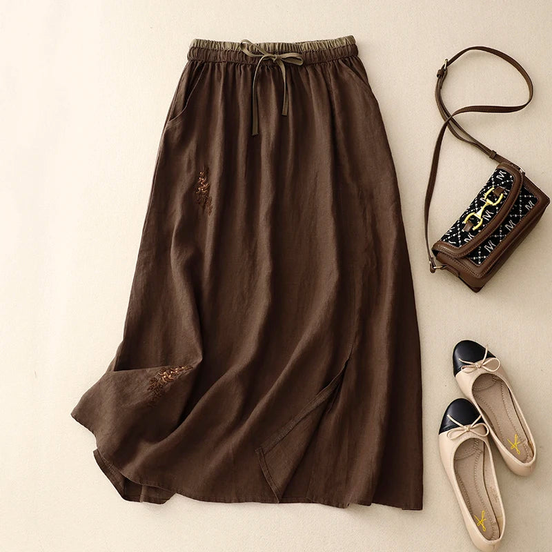 Elysia Linen Skirt | 100% Organic, A-Line Design, Knee-Length 1