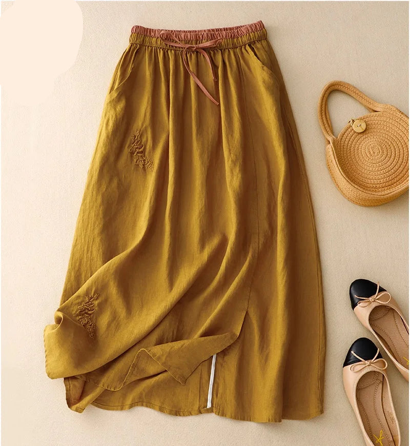 Elysia Linen Skirt | 100% Organic, A-Line Design, Knee-Length 4