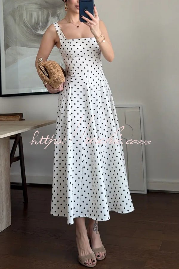 Elysia Midi Dress | Polka Dot Print, Tie-Up Waist, Regular Fit 1