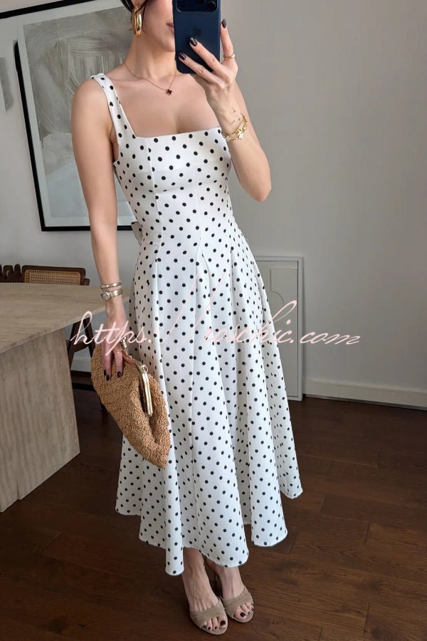 Elysia Midi Dress | Polka Dot Print, Tie-Up Waist, Regular Fit 2