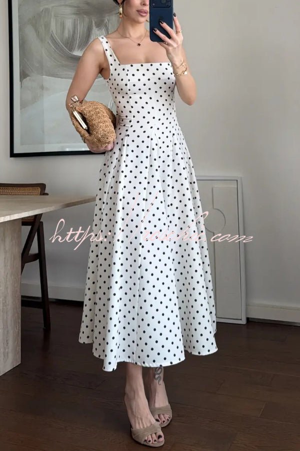 Elysia Midi Dress | Polka Dot Print, Tie-Up Waist, Regular Fit 3