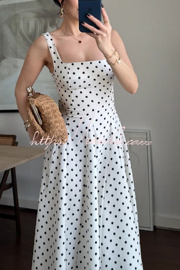 Elysia Midi Dress | Polka Dot Print, Tie-Up Waist, Regular Fit 5