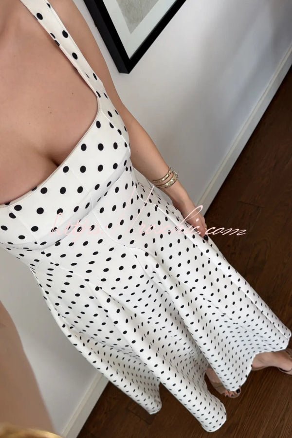 Elysia Midi Dress | Polka Dot Print, Tie-Up Waist, Regular Fit 6