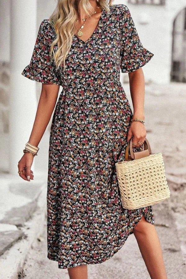 Elysia Womens Dress | Floral Print, Mid-Length Summer Wedding Guest Dresses 0