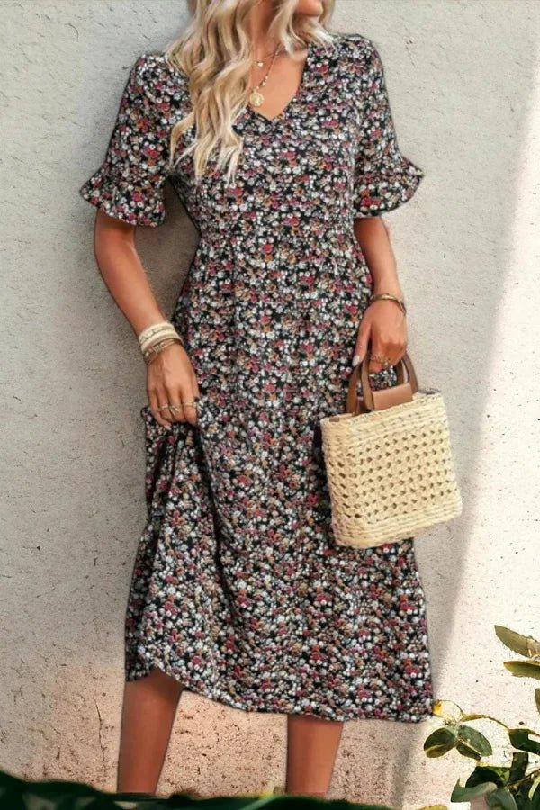 Elysia Womens Dress | Floral Print, Mid-Length Summer Wedding Guest Dresses 6