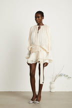 Elysia Womens Dress | Fully Pleated Mini Cocktail Dress with Ruffled Hem 4