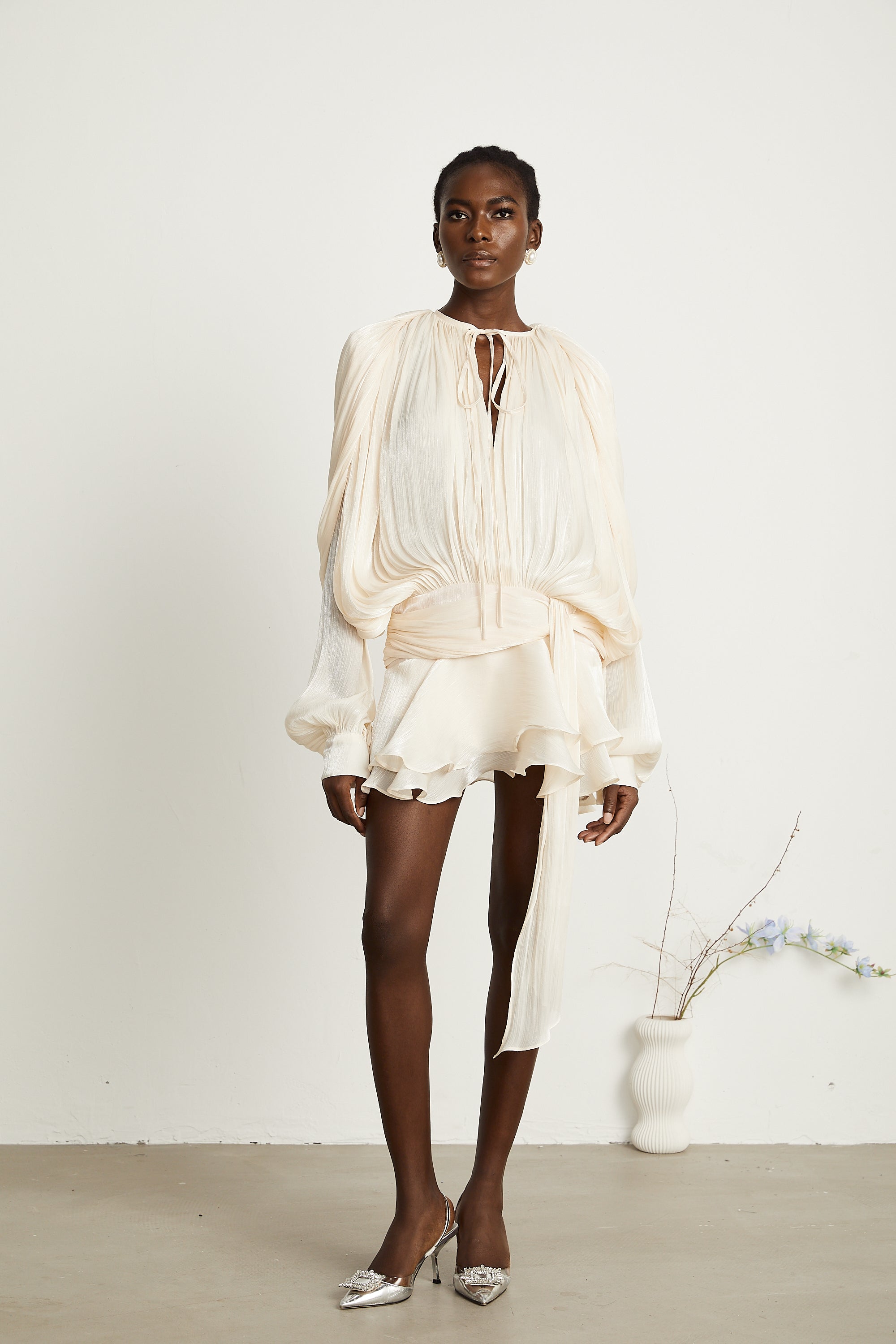 Elysia Womens Dress | Fully Pleated Mini Cocktail Dress with Ruffled Hem 5