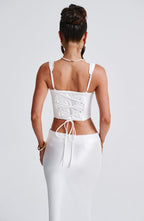 Elysian Corset Top | Broderie Anglaise, Lace-Up Back, Ruffle Trim 2