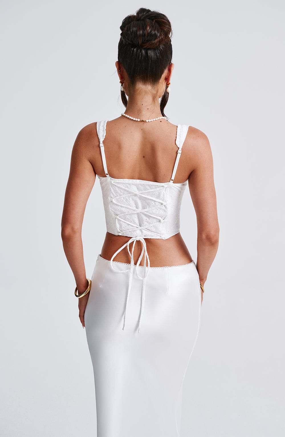 Elysian Corset Top | Broderie Anglaise, Lace-Up Back, Ruffle Trim 2