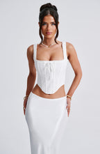 Elysian Corset Top | Broderie Anglaise, Lace-Up Back, Ruffle Trim 8
