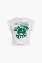 Elysian Graphic Tee | Soft Cotton Blend, Knot Hem Design 0