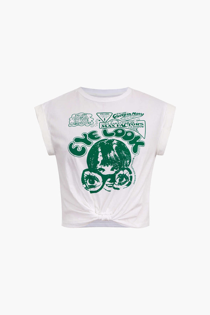 Elysian Graphic Tee | Soft Cotton Blend, Knot Hem Design 0