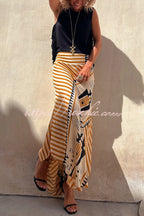 Elysian Maxi Skirt in satin with a geometric print, ankle-length long skirt for women, perfect for stylish and comfortable outfits. - 9