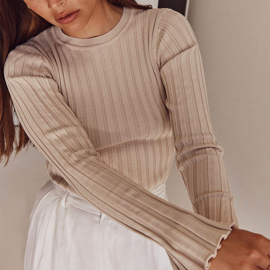 Emie Daly Ruffle Knit Long Sleeve Shirt