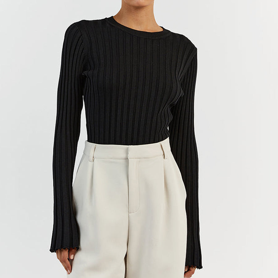 Emie Daly Ruffle Knit Long Sleeve Shirt