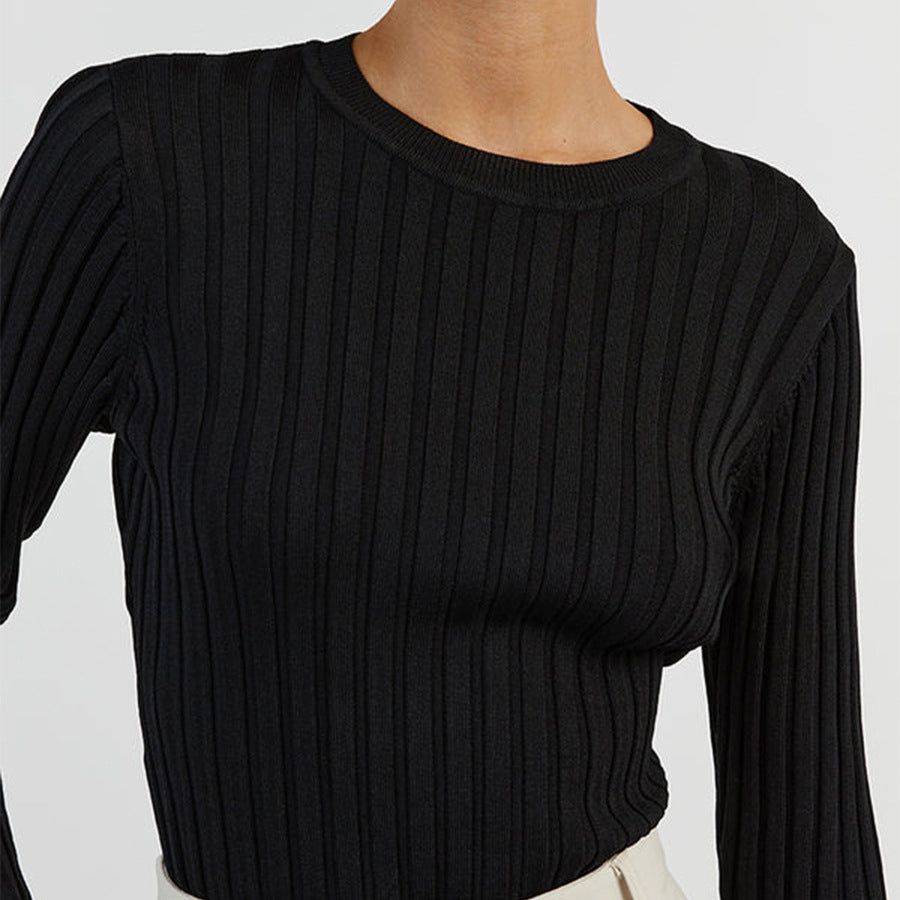 Emie Daly Ruffle Knit Long Sleeve Shirt