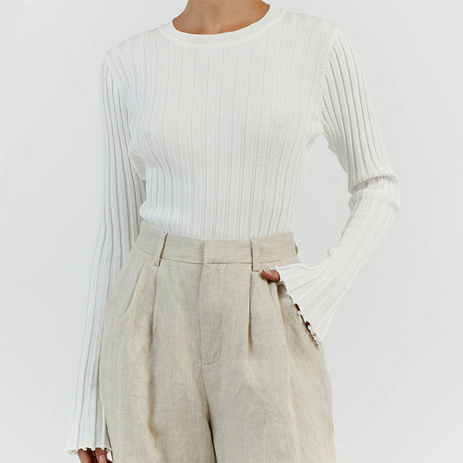 Emie Daly Ruffle Knit Long Sleeve Shirt