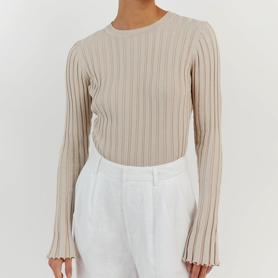 Emie Daly Ruffle Knit Long Sleeve Shirt