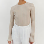 Emie Daly Ruffle Knit Long Sleeve Shirt