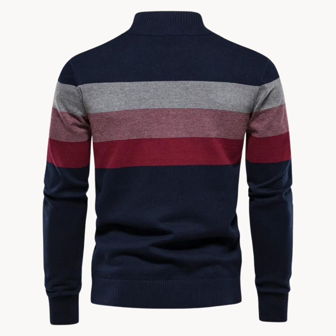 Quest Quarter-Zip Sweater featuring a stylish striped design, made from a soft cotton blend, designed for a relaxed fit perfect for casual outings and layering - 2
