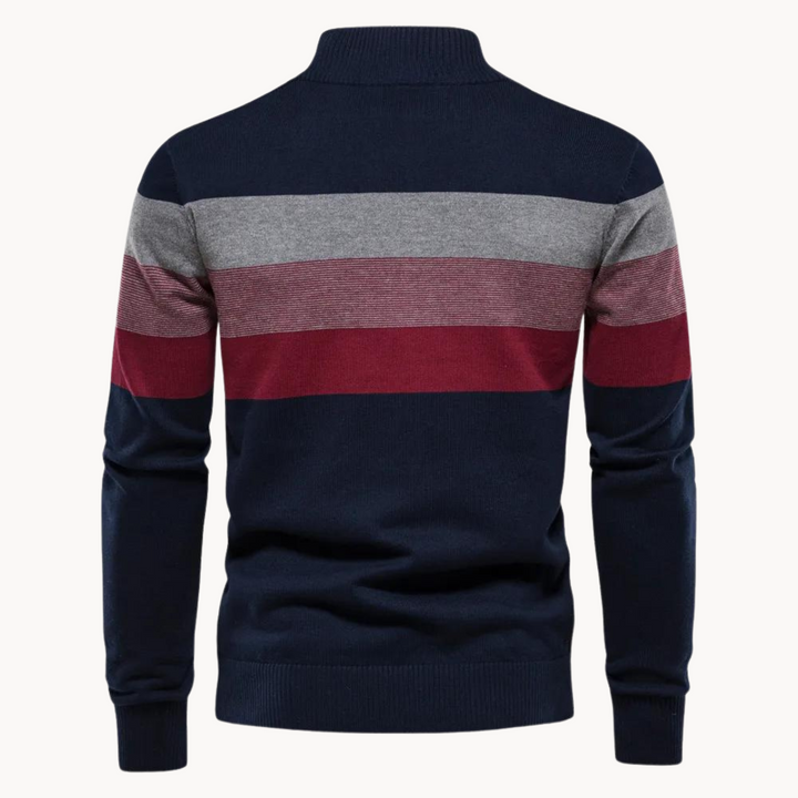 Quest Quarter-Zip Sweater featuring a stylish striped design, made from a soft cotton blend, designed for a relaxed fit perfect for casual outings and layering - 2