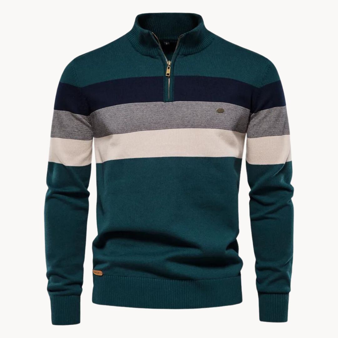 Quest Quarter-Zip Sweater featuring a stylish striped design, made from a soft cotton blend, designed for a relaxed fit perfect for casual outings and layering - 9